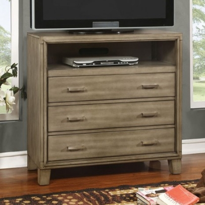 Furniture of America Enrico Contemporary Solid with Wood Veneer Gray Media Chest Model CM7068GY-TV