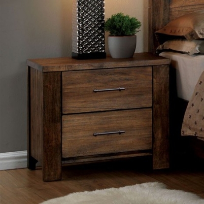 Furniture of America Elkton Cottage Solid with Wood Veneer Antique Oak Night Stand Model CM7072N