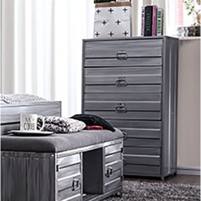 Furniture Of America Mccredmond Industrial Metal, Others Hand-Brushed Silver Chest | CM7075C