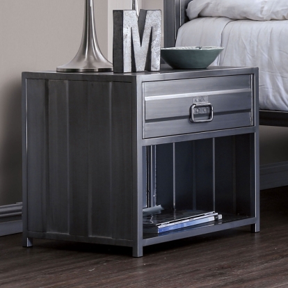 Mccredmond Hand Brushed Silver Night Stand Model CM7075N by Furniture of America