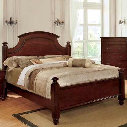 Furniture of America Gabrielle Transitional Solid with Wood Veneer Cherry Bed Model CM7083-Queen Bed