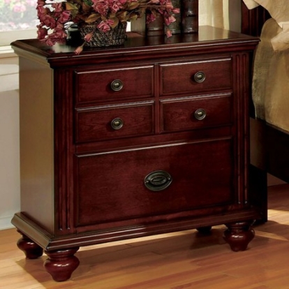 Furniture of America Gabrielle Transitional Solid with Wood Veneer Cherry Night Stand Model CM7083N