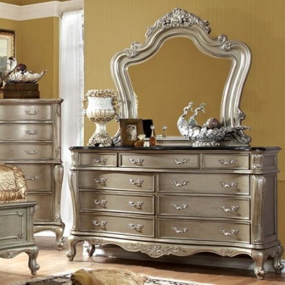 Furniture of America Johara Traditional Solid with Wood Veneer Gold-Black Dresser Model CM7090D
