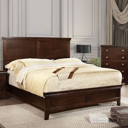 Furniture of America Spruce Transitional Solid with Wood Veneer Brown Cherry Bed Model CM7113CH-Full Bed