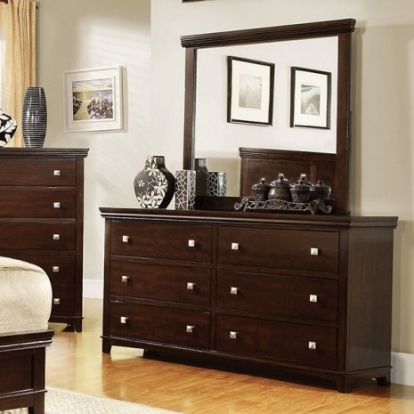 Furniture of America Spruce Transitional Solid with Wood Veneer Brown Cherry Dresser Model CM7113CH-D