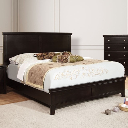 Furniture of America Spruce Transitional Solid with Wood Veneer Espresso Bed Model CM7113EX-Queen Bed