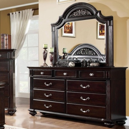 Furniture of America Syracuse Traditional Solid with Wood Veneer Dark Walnut Dresser Model CM7129D