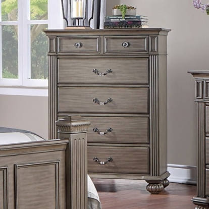 Furniture of America Syracuse Traditional Solid with Wood Veneer Gray Chest Model CM7129GY-C