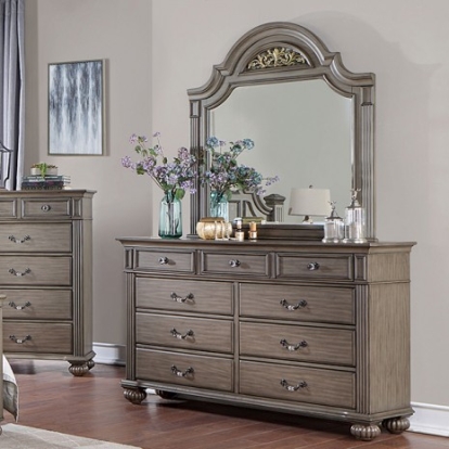 Furniture of America Syracuse Traditional Solid with Wood Veneer Gray Dresser Model CM7129GY-D