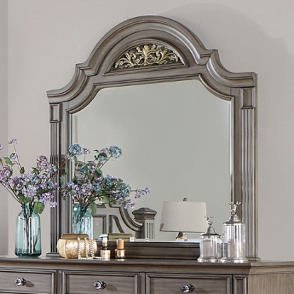 Furniture of America Syracuse Traditional Solid with Wood Veneer Gray Mirror Model CM7129GY-M