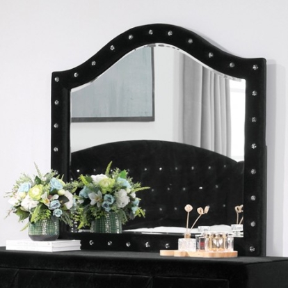 Furniture of America Zohar Glam Velvet-Like Black-Silver Mirror Model CM7130BK-M
