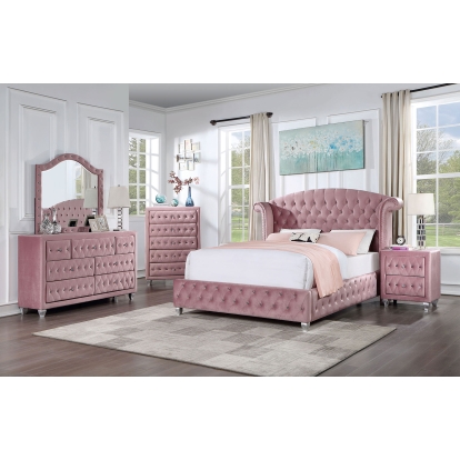 Zohar Pink 4 Piece Full Bedroom Set Model CM7130PK-F-4PC by Furniture of America