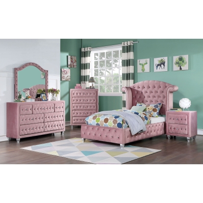 Zohar Pink 4 Piece Twin Bedroom Set Model CM7130PK-T-4PC by Furniture of America