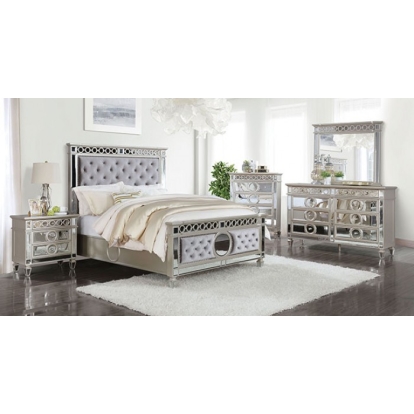 Marseille Champagne 5 Piece Queen Bedroom Set with 2 Night Stands Model CM7134Q-5PC-2NS by Furniture of America