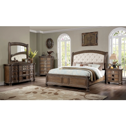Timandra Beige/Rustic Natural Tone Queen Bed Model CM7145Q-BED by Furniture of America