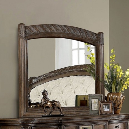 Furniture of America Timandra Transitional Solid with Wood Veneer Rustic Natural Tone Mirror Model CM7145M