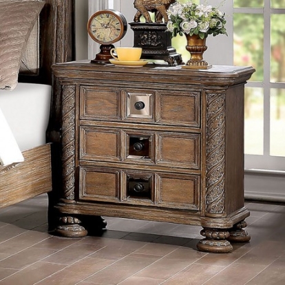 Furniture of America Timandra Transitional Mirror Solid with Wood Veneer Rustic Natural Tone Night Stand Model CM7145N