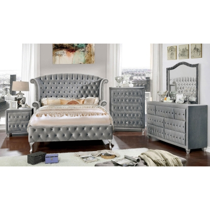 Alzir Gray 4 Piece Queen Bedroom Set Model CM7150Q-4PC by Furniture of America