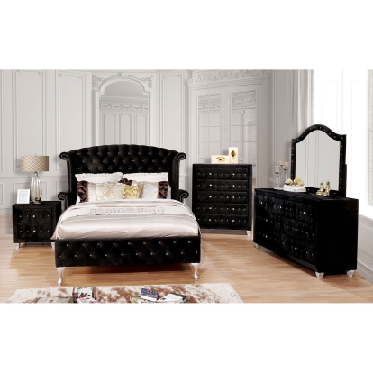 Alzire Black 4 Piece Queen Bedroom Set Model CM7150BK-Q-4PC by Furniture of America