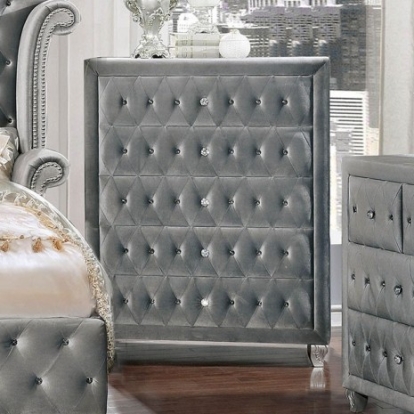 Furniture of America Alzir Glam Velvet-Like Solid with Wood Gray Chest Model CM7150C