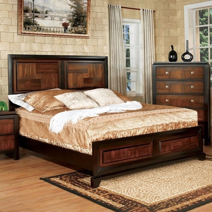 Furniture of America Patra Transitional Solid with Wood Veneer Acacia-Walnut Bed Model CM7152