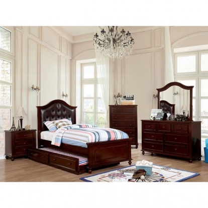 Olivia Dark Walnut 4 Piece Full Bedroom Set Model CM7155EX-F-4PC by Furniture of America