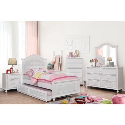 Olivia White 4 Piece Twin Bedroom Set Model CM7155WH-T-4PC by Furniture of America