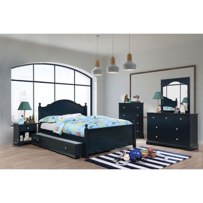 Diane Blue 4 Piece Twin Bedroom Set with Trundle Model CM7158BL-T-4PC-TR by Furniture of America