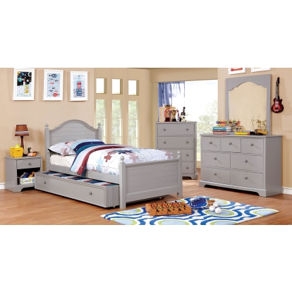 Diane Gray 4 Piece Twin Bedroom Set with Trundle Model CM7158GY-T-4PC-TR by Furniture of America