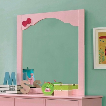 Furniture of America Dani Transitional Solid with Wood Veneer Pink Mirror Model CM7159PK-M-VN
