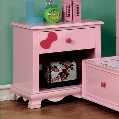 Furniture Of America Dani Transitional Solid Wood, Wood Veneer, Others Pink Night Stand | CM7159PK-N-VN