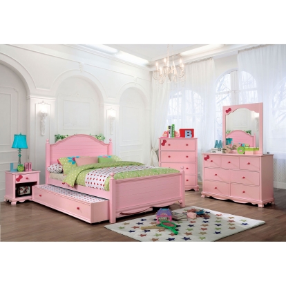 Dani Pink 4 Piece Twin Bedroom Set with Trundle Model CM7159PK-T-4PC-TR by Furniture of America