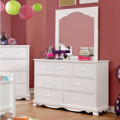 Furniture of America Dani Transitional Solid with Wood Veneer White Dresser Model CM7159WH-D-VN