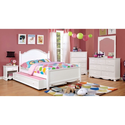 Dani White 4 Piece Twin Bedroom Set with Trundle Model CM7159WH-T-4PC-TR by Furniture of America