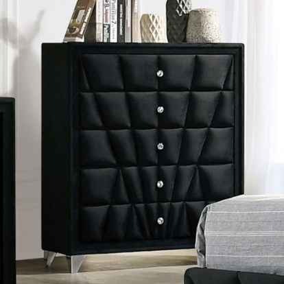Furniture Of America Carissa Transitional Fabric, Solid Wood, Wood Veneer, Others Black Chest | CM7164BK-C