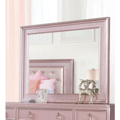 Furniture of America Avior Contemporary Solid with Wood Veneer Rose Gold Mirror Model CM7170RG-M