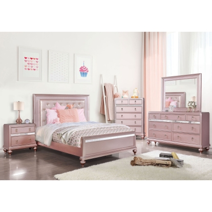 Ariston Rose Gold 4 Piece Full Bedroom Set Model CM7170RG-F-4PC by Furniture of America