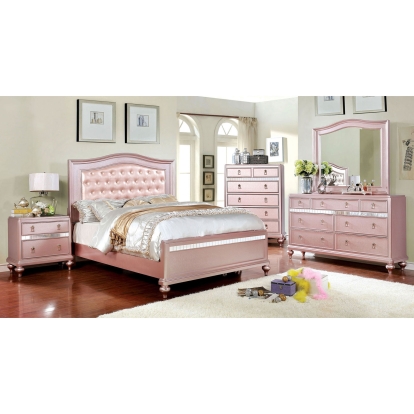 Ariston Rose Gold 4 Piece Full Bedroom Set Model CM7171RG-F-4PC by Furniture of America