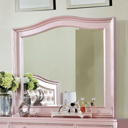Furniture of America Ariston Contemporary Solid with Wood Veneer Rose Gold Mirror Model CM7171RG-M