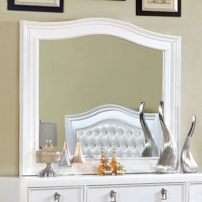 Furniture of America Ariston Contemporary Solid with Wood Veneer White Mirror Model CM7171WH-M