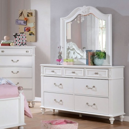 Furniture Of America Belva Traditional Solid Wood, Others White Dresser | CM7174D