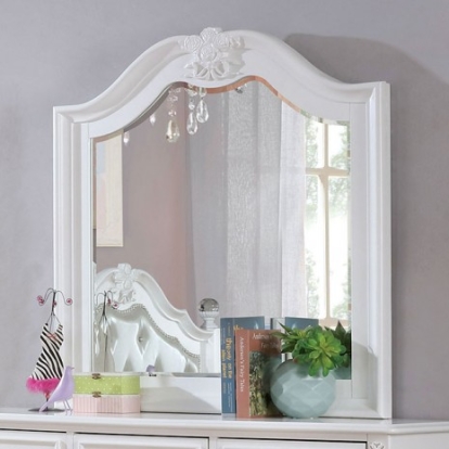 Furniture of America Belva Traditional Solid with Wood White Mirror Model CM7174M