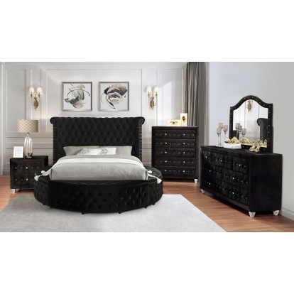 Sansom Black 5 Piece Queen Bedroom Set with Chest Model CM7178BK-Q-5PC-CHEST by Furniture of America