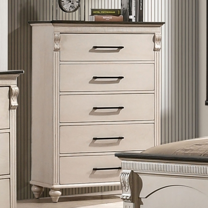 Agathon Antique White/Walnut Chest Model CM7182C by Furniture of America