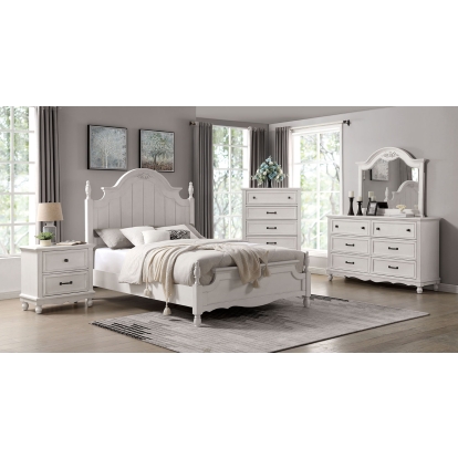 Georgette Antique White Full Bed with 1NS with Dresser with Mirror Model CM7184F-4PC by Furniture of America