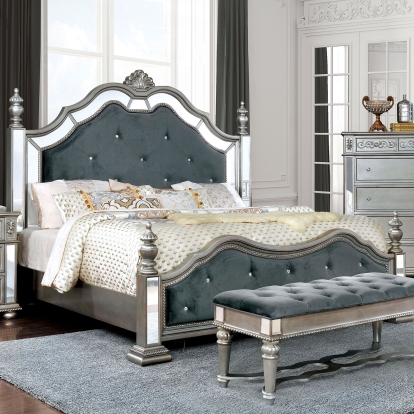 Azha Silver/Gray Queen Bed Model CM7194Q-BED by Furniture of America