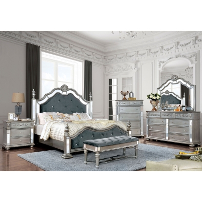 Azha Silver/Gray 4 Piece Queen Bedroom Set Model CM7194Q-4PC by Furniture of America