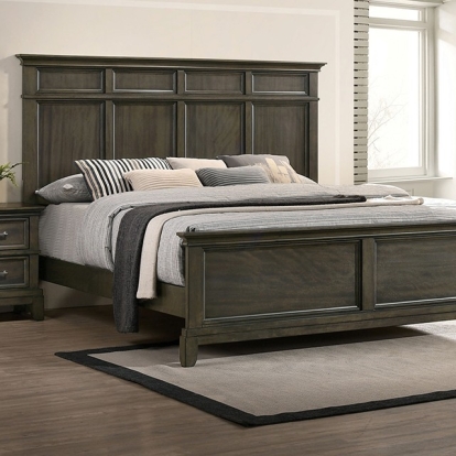 Furniture of America Houston Traditional Solid with Wood Gray Bed Model CM7221GY-Queen Bed