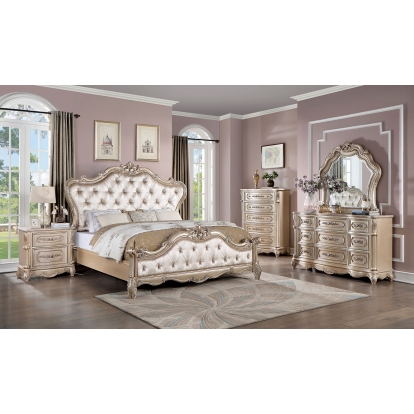 Rosalind Gold/Ivory Queen Bed Model CM7243GL-Q-BED by Furniture of America