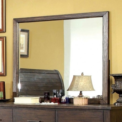 Furniture of America Ribeira Cottage Solid with Wood Veneer Rustic Dark Walnut Mirror Model CM7252M